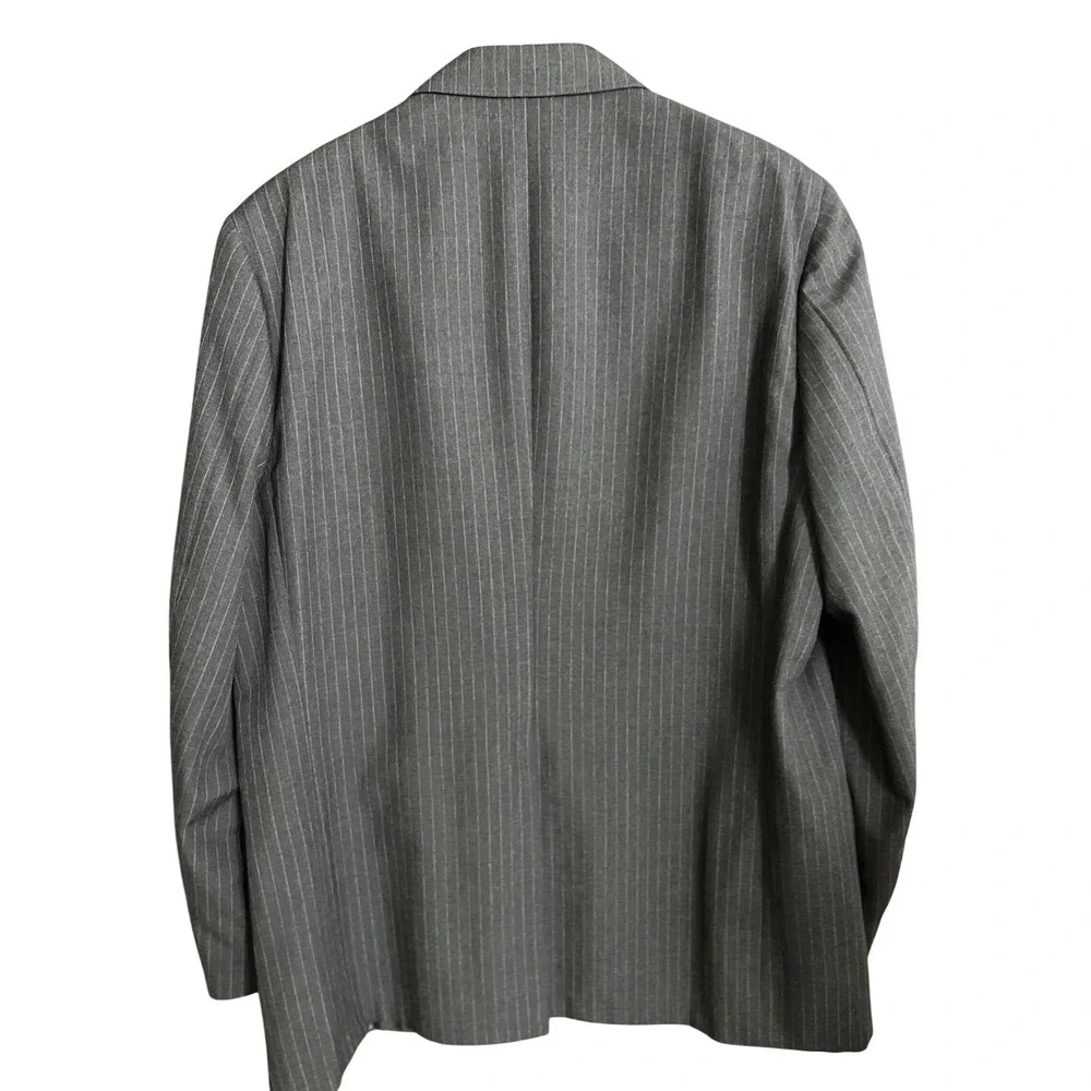 Classic Pinstripe Suit‎ Charcoal Wool Blend John Weitz Palm Beach 46R Big Tall